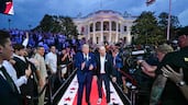 US President Donald Trump and UFC chief executive Dana White arrive for the UFC Freedom 250 mixed martial arts event on the South Lawn of the White House in Washington, US. AFP