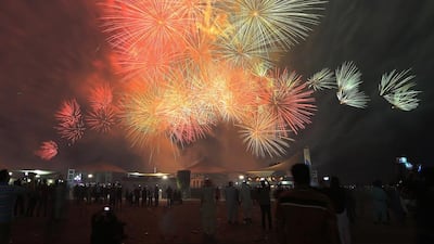 Fireworks light up the Abu Dhabi Corniche to celebrate last year's National Day. (Ravindranath K / The National)
