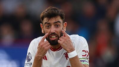 Manchester United's Bruno Fernandes reacts during the game. Action Images