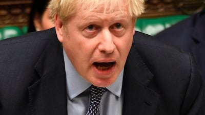 Britain's Prime Minister Boris Johnson in the House of Commons on Saturday. AFP