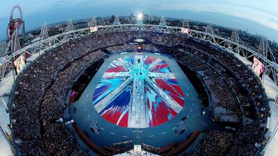 For the closing ceremony of the 2012 Olympics Games in London, Devlin covered the stadium floor with the reproduction of a Damien Hirst spin painting. Getty