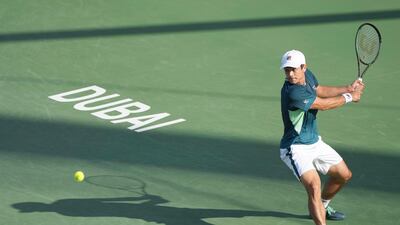 Mackenzie McDonald gets set to hit a backhand to Andrey Rublev. AP