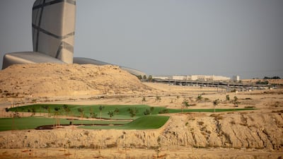 A grassed area covered rocks outside the King Abdulaziz Center for World Culture, developed by Saudi Aramco, in Dhahran, Saudi Arabia. Bloomberg