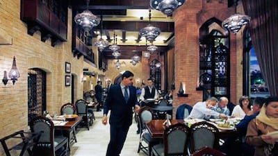 The interior of the Samad Al Iraqi restaurant on Jumeirah Beach Road in Dubai. Satish Kumar / The National