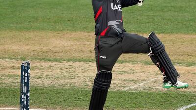 Shaiman Anwar top-scored for the UAE with 75 but the rest of the batting collapsed after his departure. Michael Bradlet / AFP