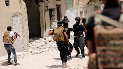 Scenes from the security operation launched by the Aleppo Security Directorate, which targeted a hideout of a terrorist cell affiliated with ISIS. Photo: Syrian Ministry of Interior