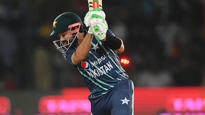 Mohammad Rizwan is bowled by Reece Topley. Getty