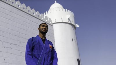 Humaid Al Kaabi of UAE ahead of competing in the 66kg blue belt division Monday at the Abu Dhabi World Youth Jiu Jitsu Championship at the Ipic Arena in the Zayed Sport City area of Abu Dhabi on April 16, 2017. Christopher Pike / The National