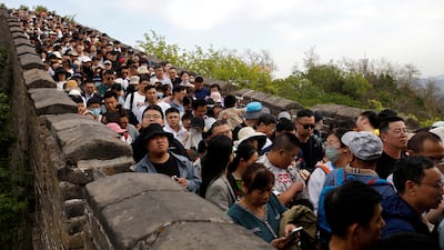 People visit a section of the Great Wall near Beijing during the five-day Labour Day holiday in China. Reuters