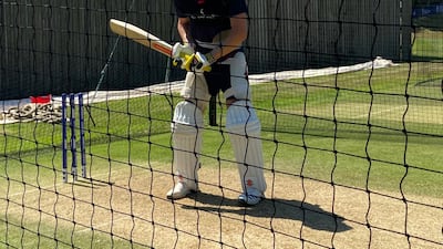 England's Chris Woakes bats in the nets during training on June 25, 2020. PA