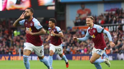 Douglas Luiz of Aston Villa celebrates after scoring the team's first goal. Getty