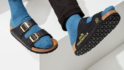 These MSCHF 'Birkinstock' shoes were made by repurposing a Taurillon Clemence Birking 35 bag that cost $19,500 by Hermes. Courtesy MSCHF