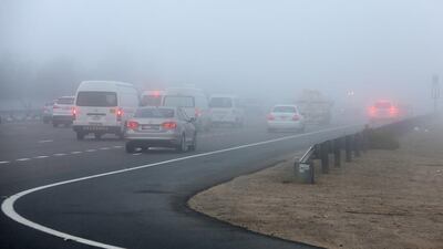 Motorists were warned on Tuesday to be cautious on the roads this week because of poor visibility. Pawan Singh / The National
