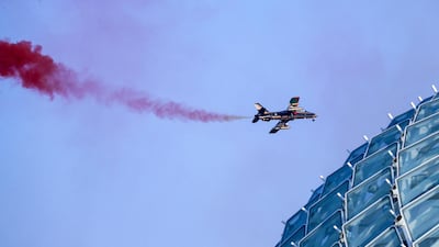 The Al Fursan aerobatics display over Yas Marina Circuit. Victor Besa / The National