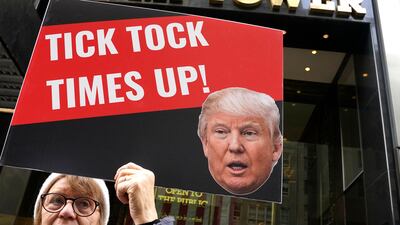 Protesters gather in front of Trump Tower in New York City on Friday. AFP