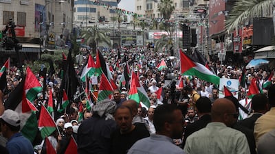 Israeli security forces were on high alert on Sunday after warnings by Hamas as Palestinians marked Nakba Day in places such as the West Bank city of Ramallah. EPA