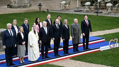 Foreign ministers from the G7 and partner countries meet near Paris, France, on March 27. Reuters