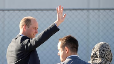 Prince William waves during his visit at Linwood Mosque. Reuters