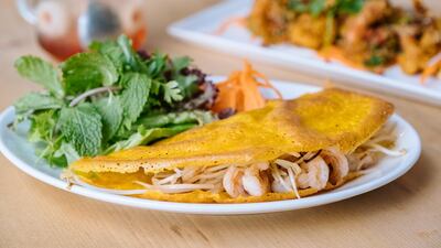 Banh xeo, a dish of crepes with prawns from Vietnamese Foodies