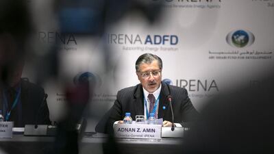 Adnan Amin, the director general of Irena, during the announcement of $57 million in loans for renewable energy projects. Silvia Razgova / The National