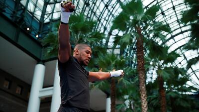 Anthony Joshua during the public work-out at Brookfield Place in New York ahead of his heavyweight world title fight with Andy Ruiz Jr. Reuters