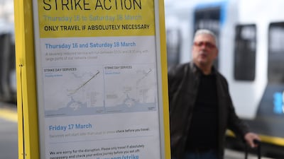 Rail workers went on strike on Thursday and more stoppages are planned on March 30 and April 1. EPA