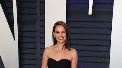 Natalie Portman in Dior arrives at the 2019 Vanity Fair Oscar Party. AFP