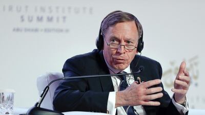 General David Petraeus speaks out during the Beitrut Institute Summit in Abu Dhabi. Victor Besa