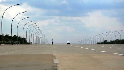 Rush hour in Naypyidaw. Myanmar's capital completed in 2005 at a reported cost of $4bn is the political centre of the country.