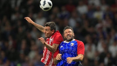 Christian Vieri in action with Vincent Candela of the France 98 team. Gonzalo Fuentes / Reuters