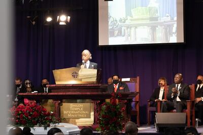 Reverend Al Sharpton speaks at the funeral of Daunte Wright. Willy Lowry/The National