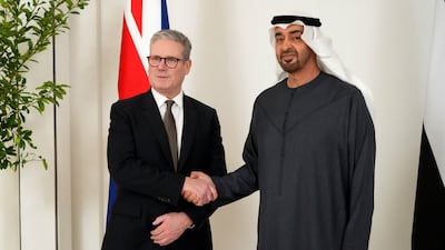 President Sheikh Mohammed receives Britain's Prime Minister Keir Starmer in Abu Dhabi. Reuters