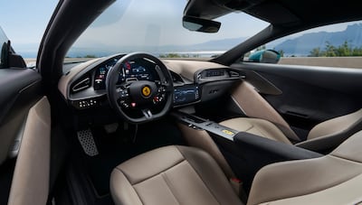 Ferrari Amalfi also represents a notable step forward in cabin comfort and aesthetics vis-a-vis the Roma. Photo: Ferrari