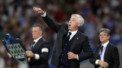 Real manager Carlo Ancelotti during the match against Leipzig. Getty