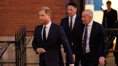 Prince Harry attends the first day of his High Court action against Associated Newspapers in January. Getty Images