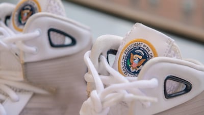 The insoles are also printed with patriotic graphics such as with bald eagles and the year 1776.