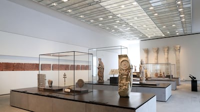 As the aesthetic links between Greece and Rome become evident, the inclusion of an exquisite 3rd century standing figure of a Bodhisattva from Ghandara, in modern day Pakistan, illustrate the influence of Greek aesthetics on the iconography of Buddhism. Chris Whiteoak / The National