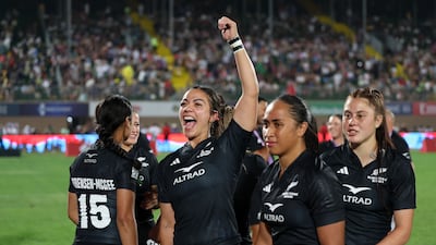 New Zealand players celebrate after beating Australia