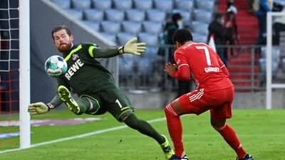 Serge Gnabry scores Bayern's fifth. AP
