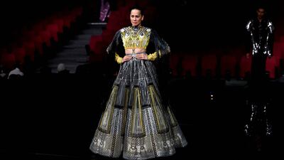 A floor-length, long-sleeved creation by Amit Aggarwal.