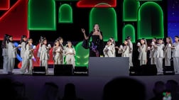 The closing ceremony of the Open Masters Games Abu Dhabi recognised the next host, Italy's Como Lake in 2027. Diyab Basheer / The National