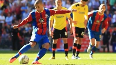 Kevin Phillips converts the penalty that sent Crystal Palace up to the Premier League, the 280th goal of the striker's career. Richard Heathcote / Getty Images