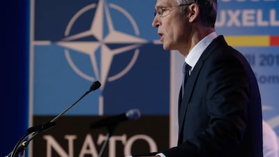 Nato Secretary General Jens Stoltenberg addresses a press conference on the second day of the alliance's summit in Brussels on July 12, 2018. AFP