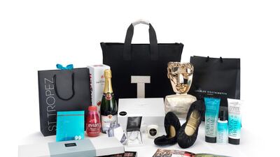 The contents of the goody bag that is to be given to nominees at tonight’s Virgin TV Bafta Television Awards 2017. Courtesy of Bafta