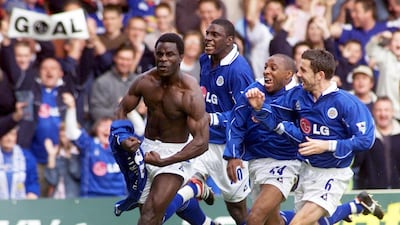 Leicester City’s Ade Akinbiyi scored against Sunderland to break his drought and celebrated wildly in November, 2001. Darren staples / Reuters