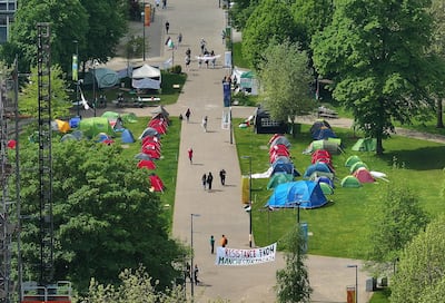The student camp at the University of Manchester. Getty.