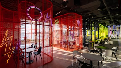 Inside, Akiba Dori is about neon colours and lighting, wire cages and funky fixtures.