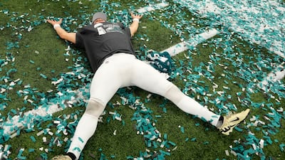 Philadelphia Eagles punter Braden Mann celebrates. AP