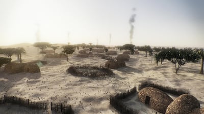Computer reconstruction of the village of Marawah 8,000 years ago. Courtesy Image Nation Abu Dhabi