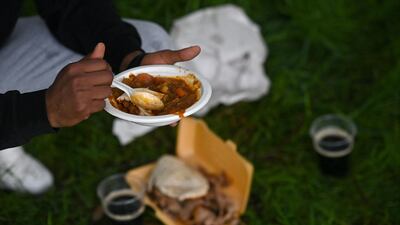 An African migrant resident at Napier Barracks, a former military barracks that is being used to house asylum seekers, in southeast England. AFP.